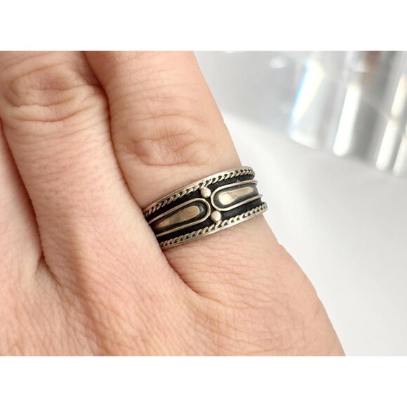 Balinese Inspired Oxidized Beaded 925 Sterling Silver Vintage Ring - sz 4.75 - Picture 10 of 11